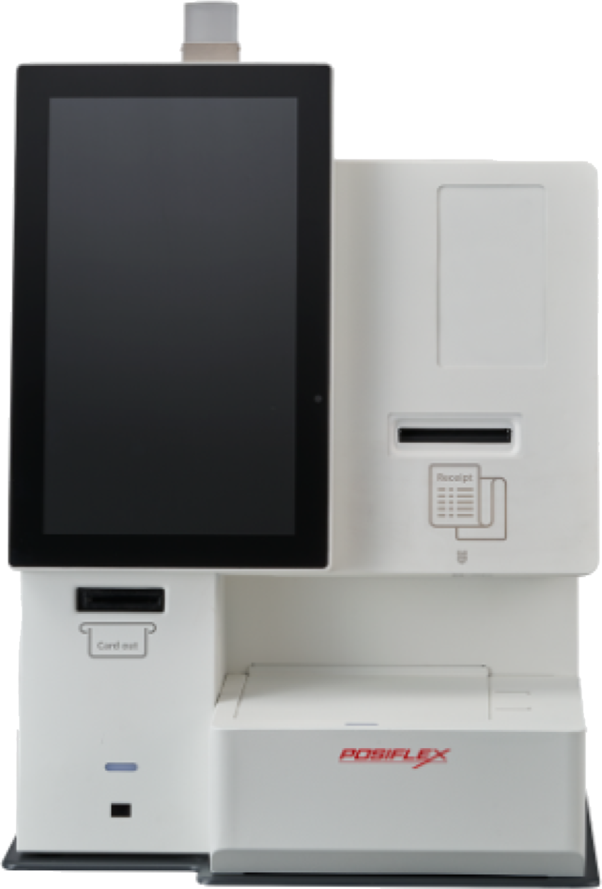 振華電自助結帳機，搭載大型觸控螢幕與收據列印功能，適用於零售與餐飲業。